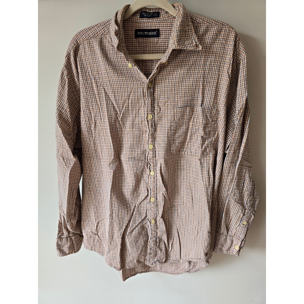 Britches Mens Long Sleeve Button Shirt Size L Cotton